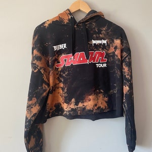 Bleached Justin Bieber Cropped tour hoodie size large
