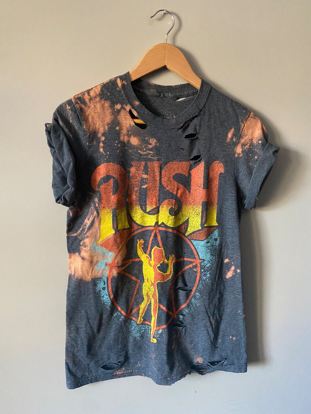 Bleached and Distressed Rush Band Shirt Size Small Etsy
