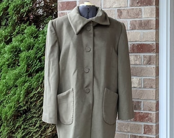 Vintage 90s- 2000s- y2k- Green- Handmade Peacoat- Vegan- Button Down- Winter Coat- Jacket- Retro- Chic- Classic- Big Pockets- Approx. Size L