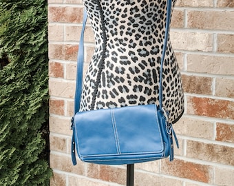 Vintage 90s- 2000s- y2k- Coach Handbag- Crossbody- Purse- Blue- Leather- Chic- Minimalist- Capsule Wardrobe