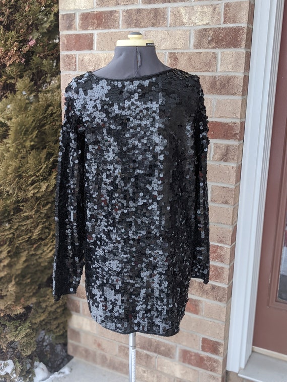 Vintage 80s- 90s- Black- Tunic- Dress- Sequined- … - image 6