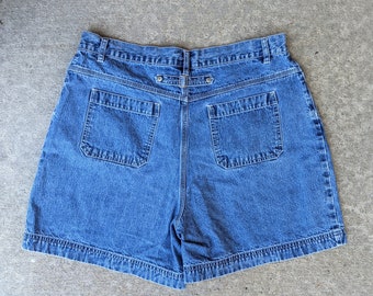 Vintage 90s- 2000s- y2k- Denim Shorts- Sonoma- Cyber- Jean Shorts- High Waisted- Pockets- Buckle- Punk- Retro- Women's Size 16