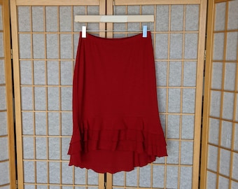 Vintage jaren 2000- y2k- Rode rok- Stretchy- Gelaagd- Fairycore- Fluttery- Cute- Lizzie McGuire- cyber- schattig- sexy- Wet Seal- Maat S