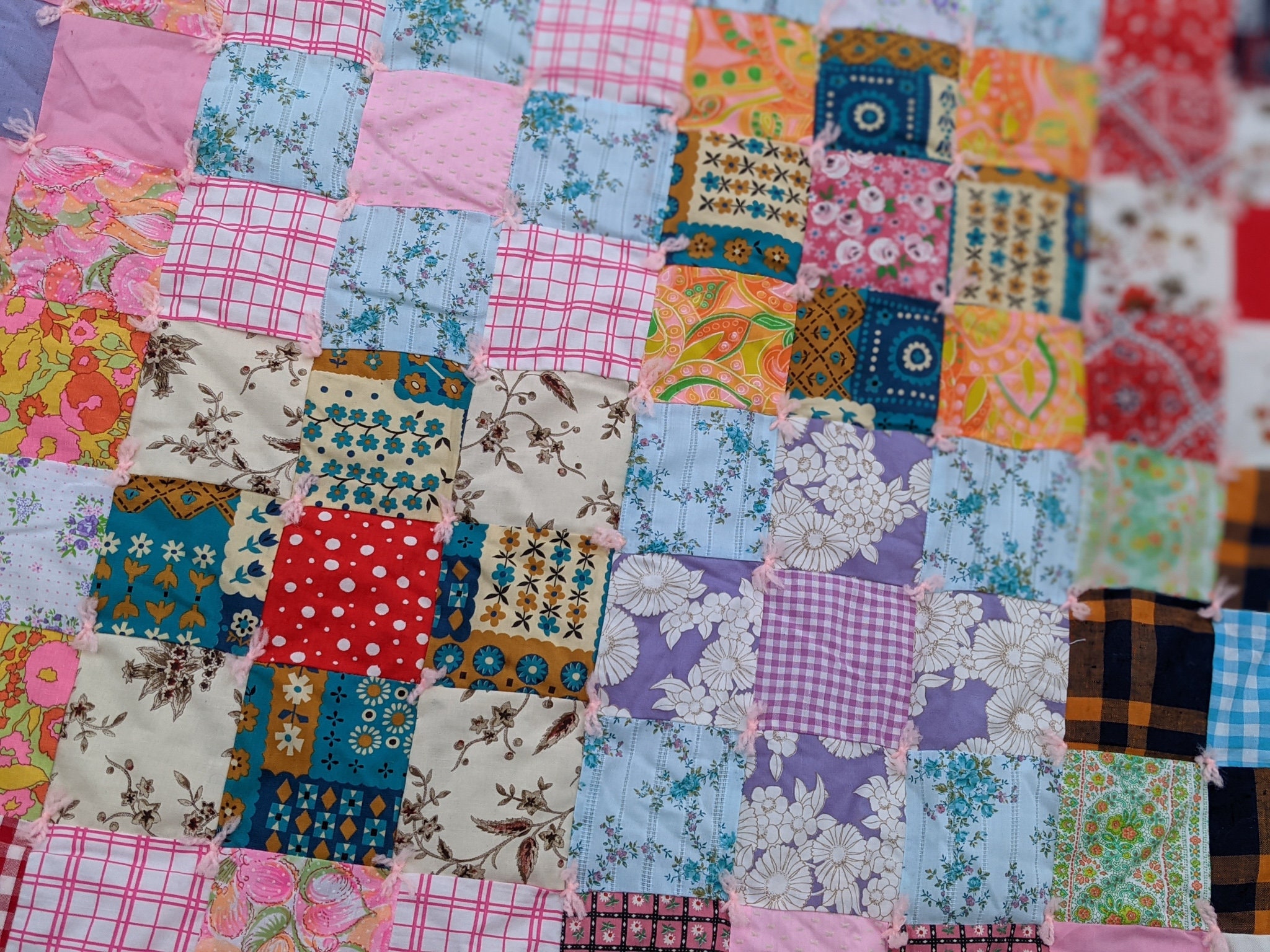 Vintage 70s- Quilt- That 70's Quilt- Patchwork- Handmade Vintage 70s- Quilt- That 70's Quilt- Patchwork- Handmade