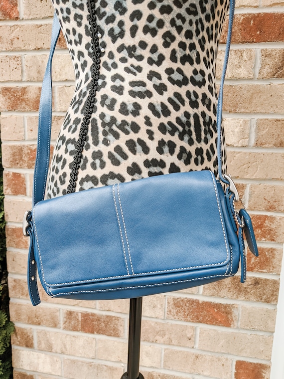 Vintage 90s- 2000s- Y2k- Coach Handbag- Crossbody- Purse- Blue