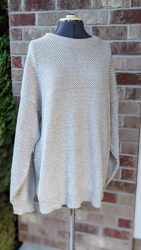 Vintage 80s- 90s- Oversized Sweater- Men's- Waffl… - image 9