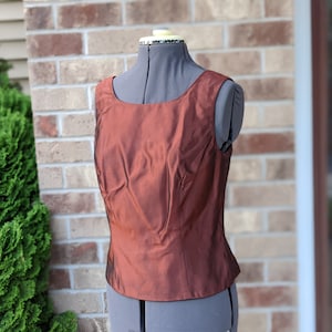 Vintage 90s-y2k- Sleeveless Top- Spice Girls- Friends- Phoebe- Copper- Amber- Spice Colored- Metallic - Clubbing- Date Night- Women&#39;s Size 8