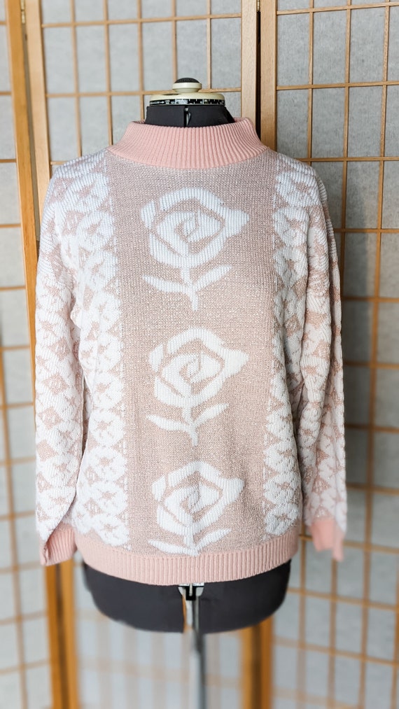 Vintage 80s- 90s- Pastel Sweater- Pullover-Pink- … - image 3