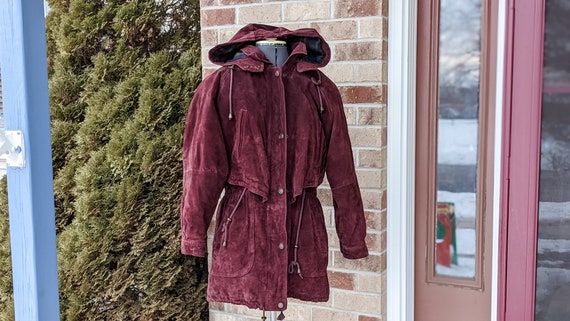 Vintage 80s- 90s- Leather Jacket- Suede- Oxblood-… - image 1