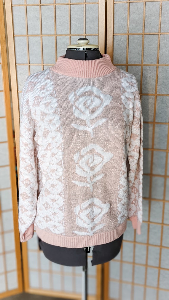 Vintage 80s- 90s- Pastel Sweater- Pullover-Pink- … - image 6