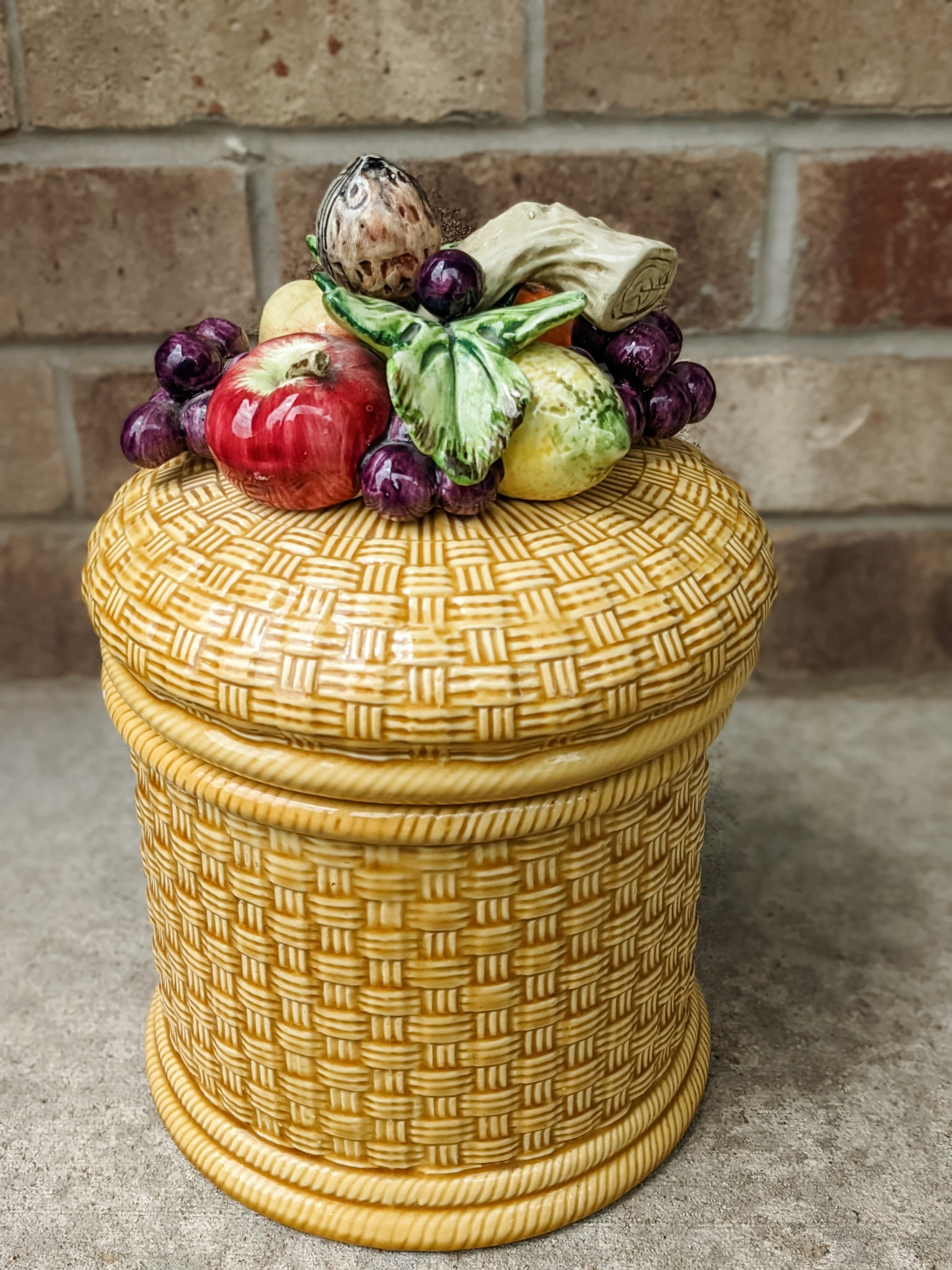 Vintage 70s 80s Fruit Basket Cookie Jar Hand Painted Etsy