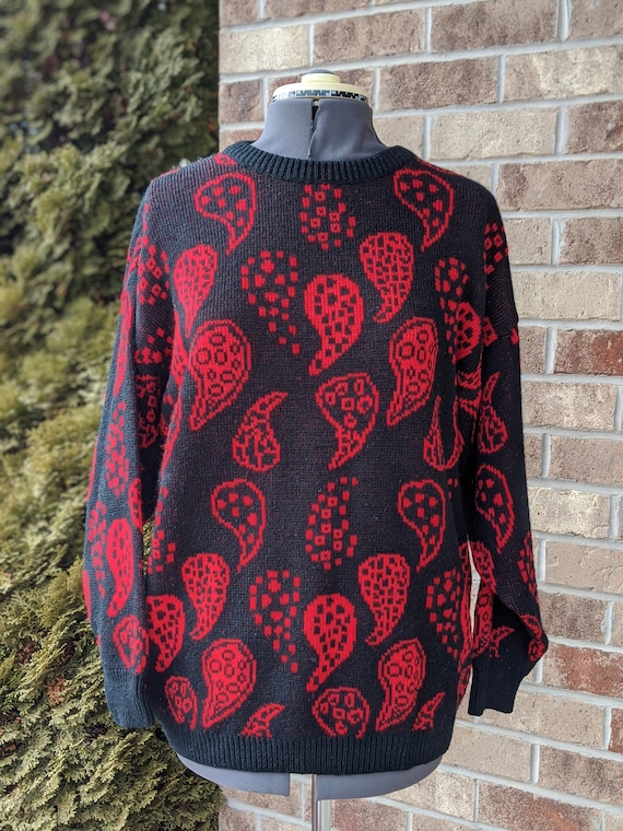 90s Vintage- Goth- Paisley- Oversized- Sweater- P… - image 1