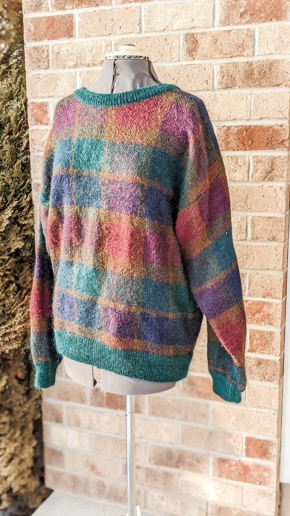 Vintage 80s-90s- Oversized Sweater- Striped- Geom… - image 3