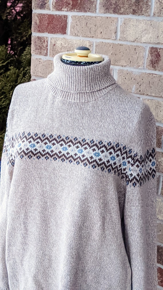 Vintage 90s- 2000s- y2k- Sweater- Tan- Striped- C… - image 3