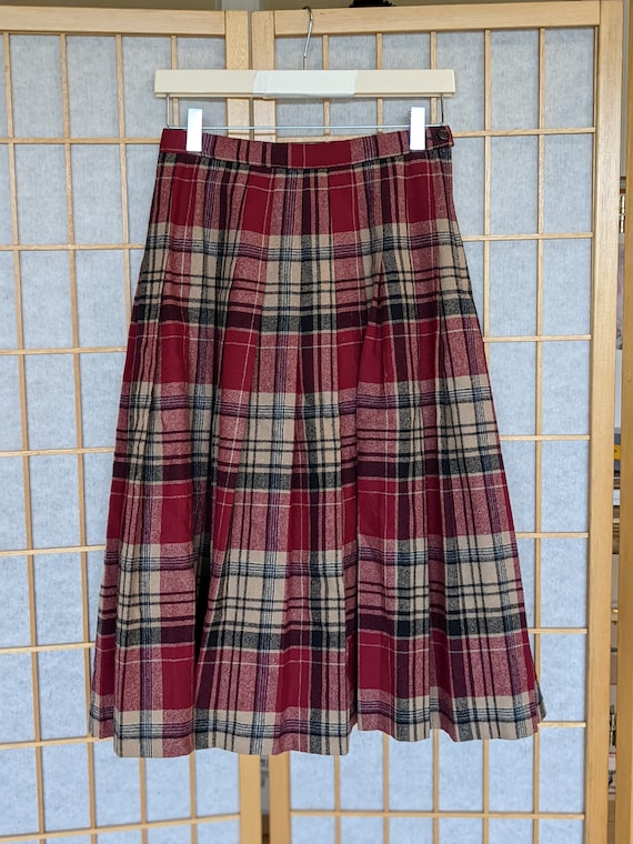 Vintage 70s- 80s- Wool Plaid Skirt- Pendleton- Au… - image 2