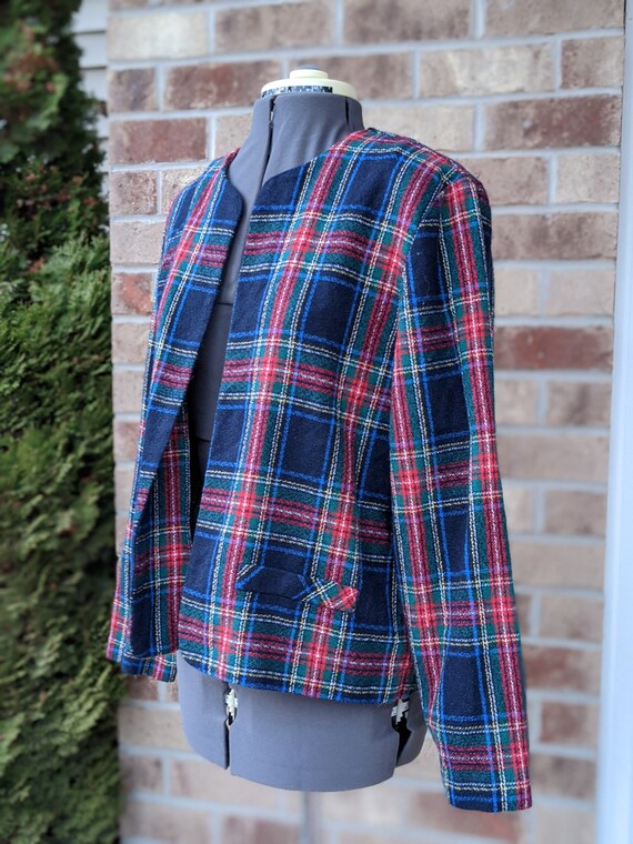 Vintage 90s- Plaid Blazer- Open Faced Blazer-Tart… - image 3