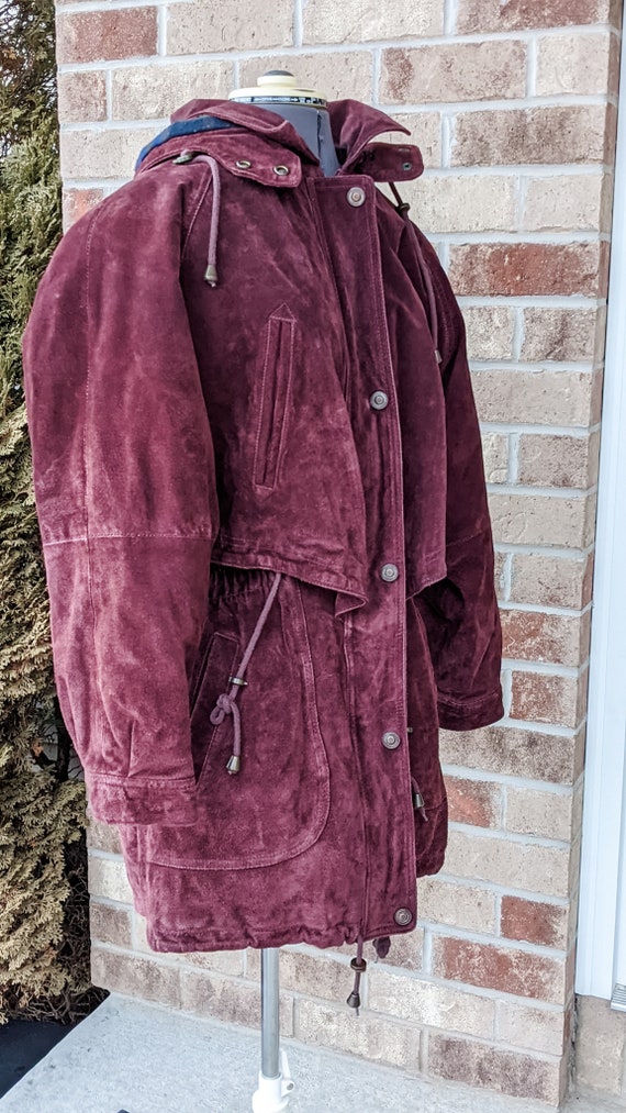 Vintage 80s- 90s- Leather Jacket- Suede- Oxblood-… - image 5