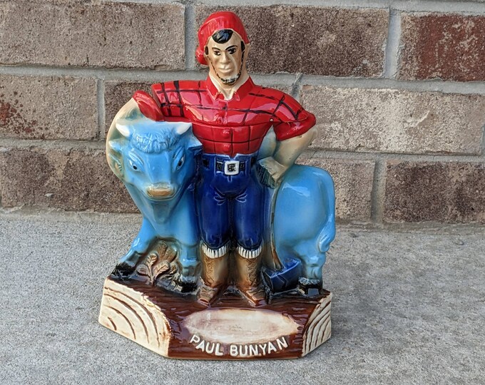 Vintage 70s Paul Bunyan Decanter Royal Haliburton Retro Funky Plaid