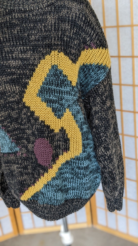 Vintage 80s- Knit Sweater- Vegan- Yarn-  Abstract… - image 7