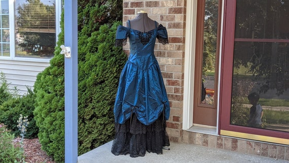 Vintage 80s- Prom Dress- Sapphire- Cobalt- Blue- Lolita- Style- Rock N  Roll- Romantic-black Lace- Goth- Punk- Layered- Skirt- - Etsy