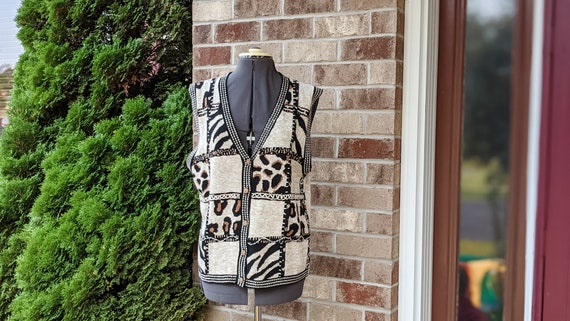 Vintage 80s- 90s- Sweater Vest- Animal Prints- Zebra- Cheetah
