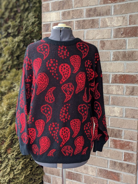 90s Vintage- Goth- Paisley- Oversized- Sweater- P… - image 3