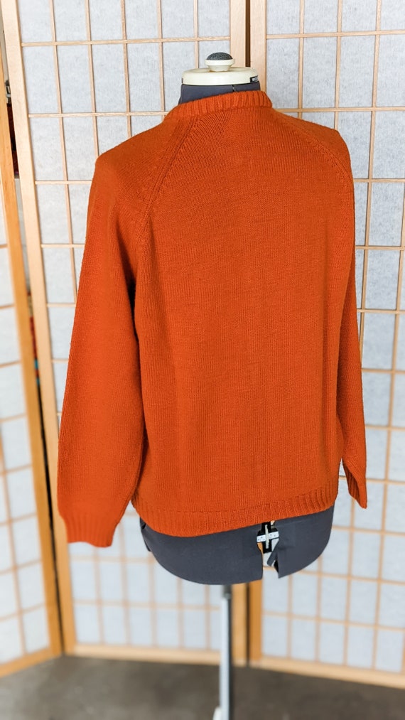 Vintage 60s- Knit Cardigan- Burnt Orange- Handmad… - image 4