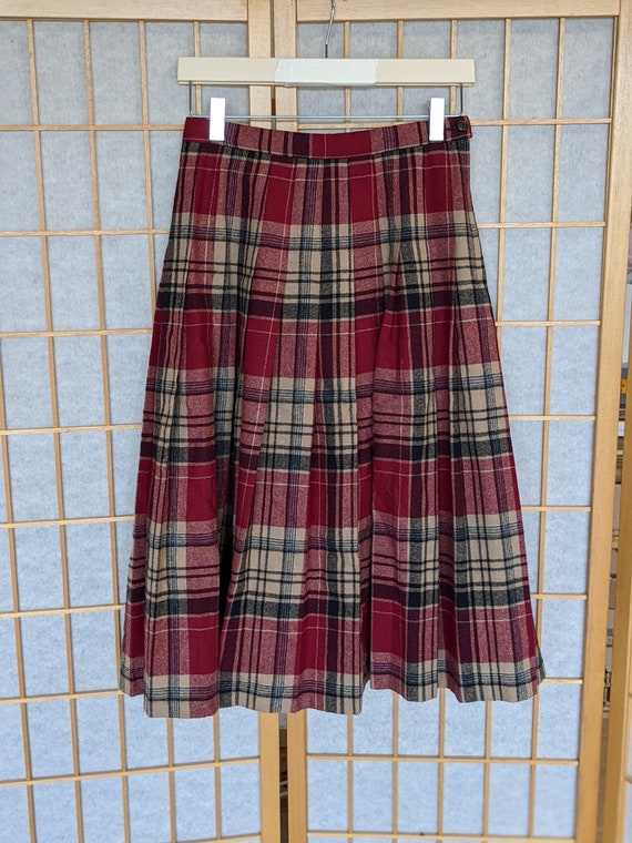 Vintage 70s- 80s- Wool Plaid Skirt- Pendleton- Au… - image 1