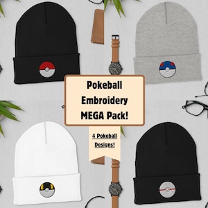 Pokeball MEGA Embroidery Design Pack | 4 Pokeball Designs