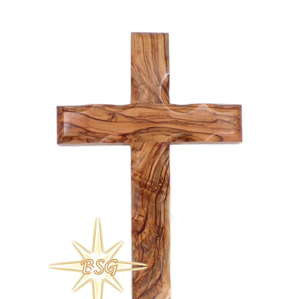 Wall Cross From Bethlehem, Olive Wood Crucifix. Hanging Home Decor Cross. Godparents, Grandchildren, New House, Office, Christmas Gift.