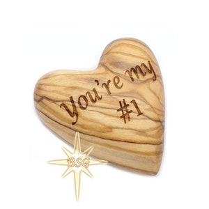 Personalized Wooden Hearts. Olive Wood 3D Heart. Engraved Valentines Day Gift for Him Her. Wedding Anniversary Gifts. Pocket Token Hug Love