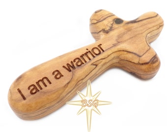 Comfort Olive wood Cross, Palm Prayer & Pocket Wooden Crosses, Personalized gifts for Christmas, handheld healing and worry Christian Gift