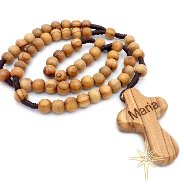 Personalized Olive wood Rosary from Bethlehem, Customized, Children Rosary, Seniors Gifts | Confirmation, Communion, baptism favor boy girl