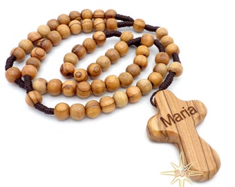 Personalized Olive Wood Rosary: Bethlehem Christian Gift