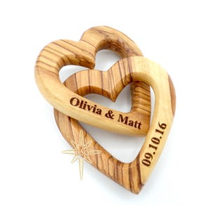 Personalized Gifts for the Couple. Wooden Interlocking Hearts. Wood Wedding Hearts for Him. 5th Anniversary Gift for Her,Valentines Day Gift