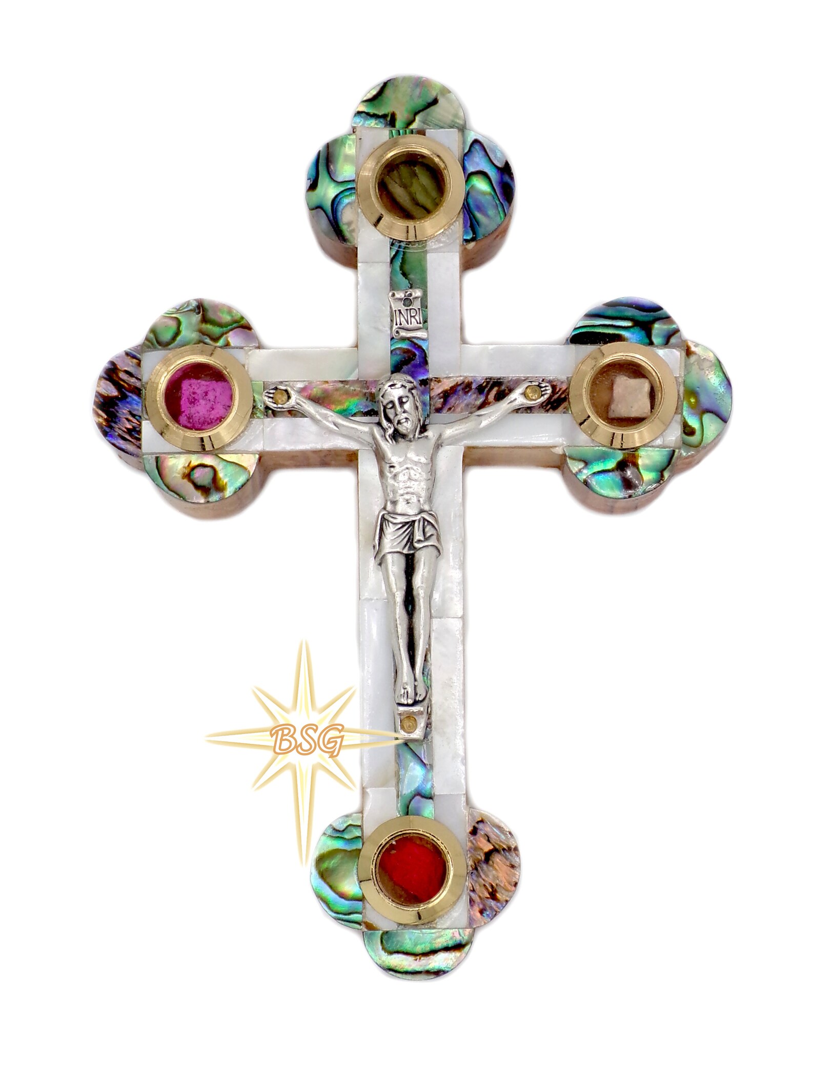 Olive Wood Crucifix. Wall Cross Decor. Mother of Pearl and Etsy