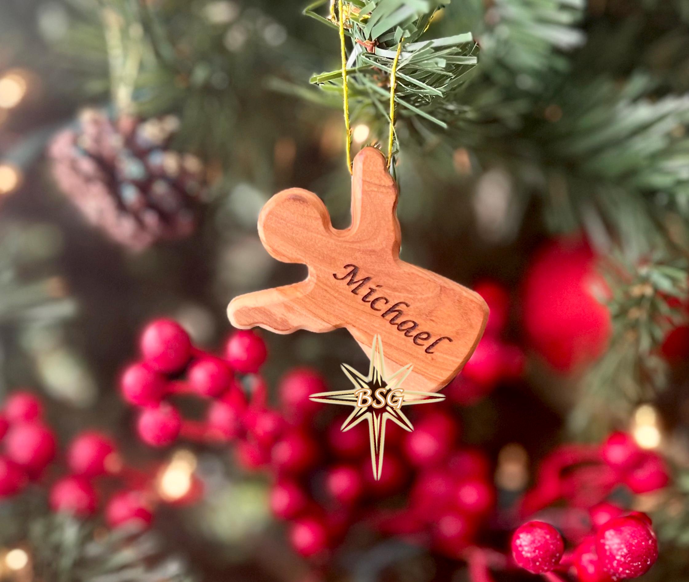 Grandma & Grandkids Sitting Christmas Personalized Wooden Ornament