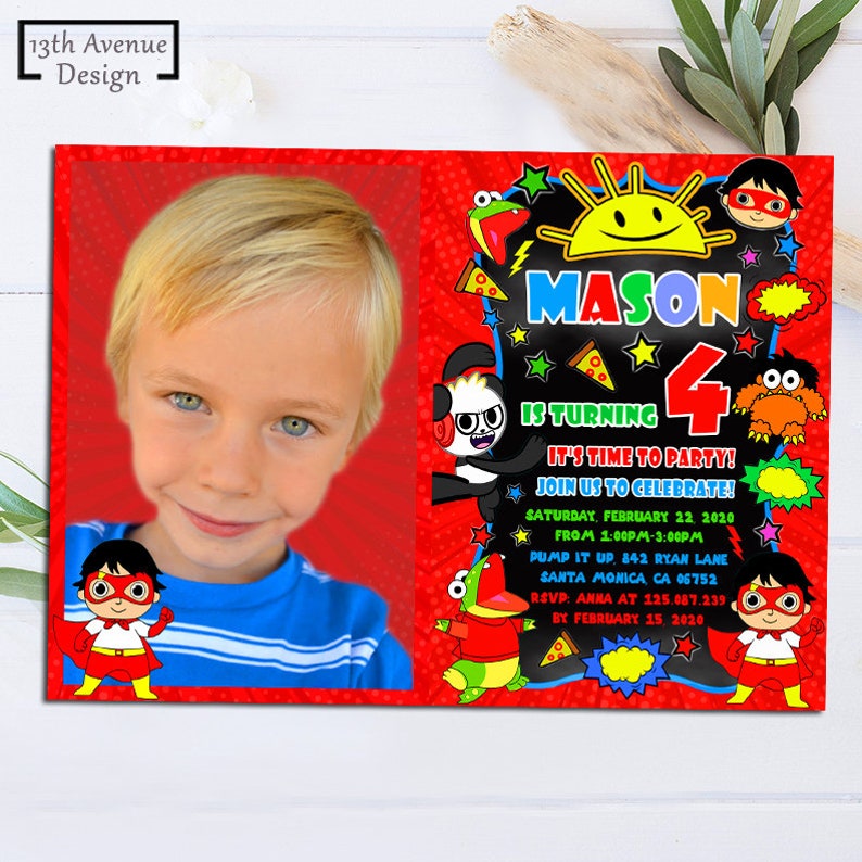 Ryan's World Birthday Invitation Digital-Print Yourself | Etsy