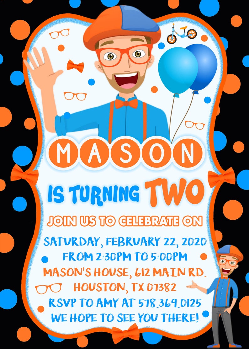 blippi birthday invitation digital print yourself etsy