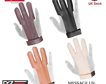 Archers Leather 3 Finger Right&Left Hand Glove,black,brown,beige,dark brown