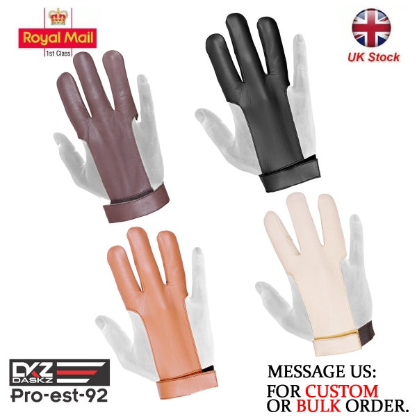 Archers Leather 3 Finger Right&Left Hand Glove,black,brown,beige,dark brown