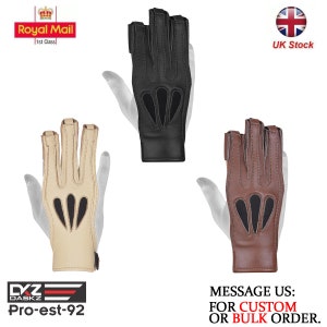 American Premium archers leather 3 finger Right Hand Glove,black,Dark brown,beige