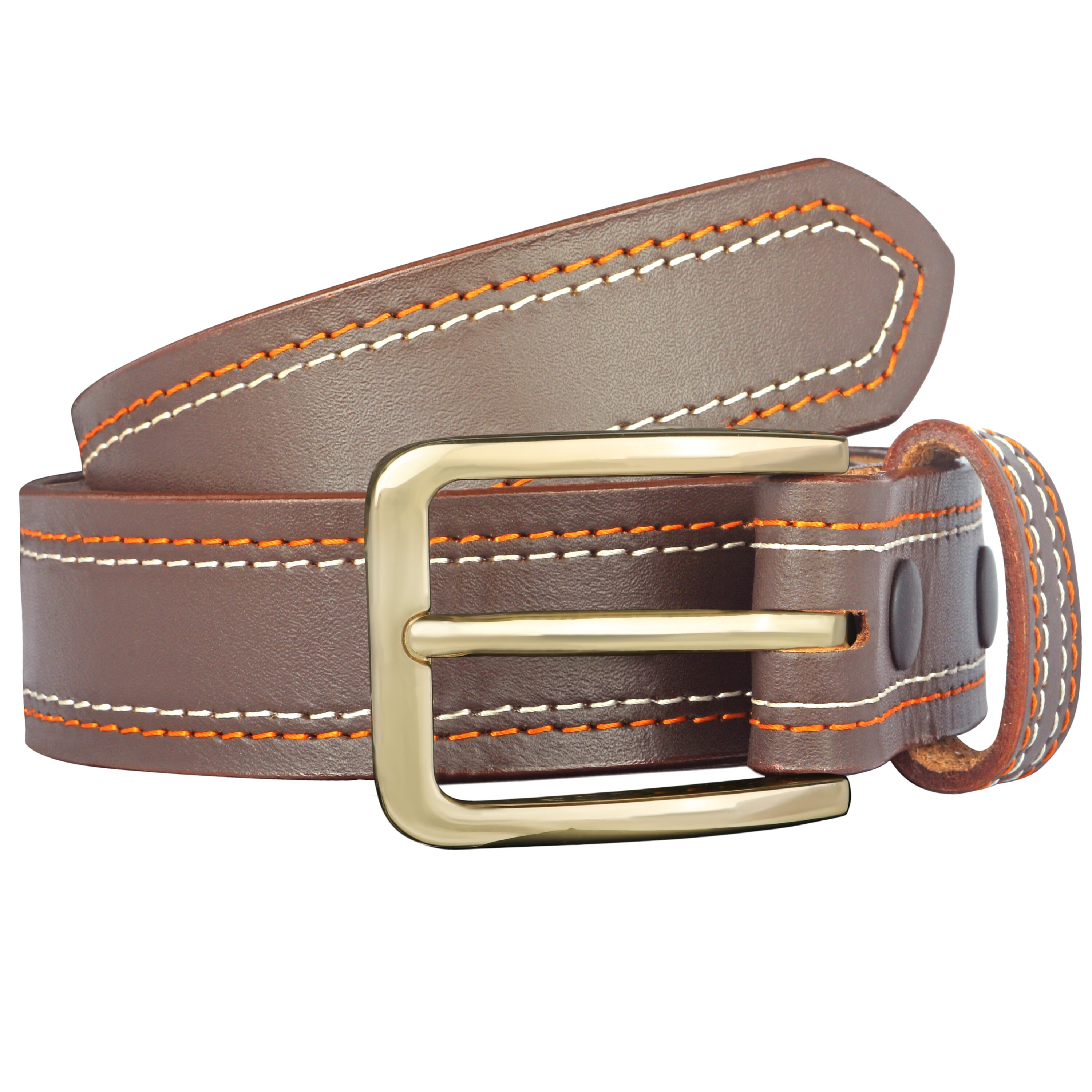 Leather Belts 100% Genuine Double Stitch Black / Brown 24