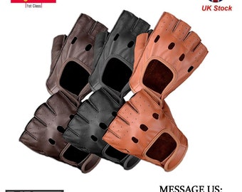 Mens Real Genuine aniline leather classic cycling fashion gloves