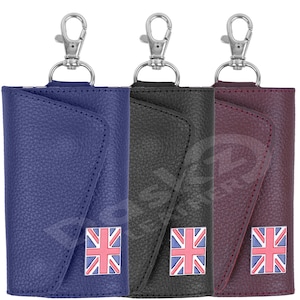 Porta-chaves e porta-cartões de couro genuíno 100% couro puro, bandeira Union Jack #Art1
