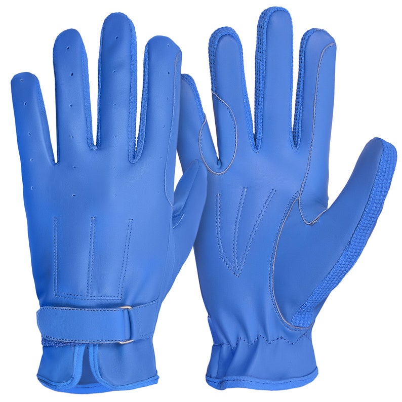 Horse Riding Gloves 100% Genuine Premium Leather Quality New Blue