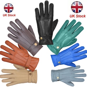Aniline Leather Mens Gloves: Fleece Lined Winter Warm Gloves