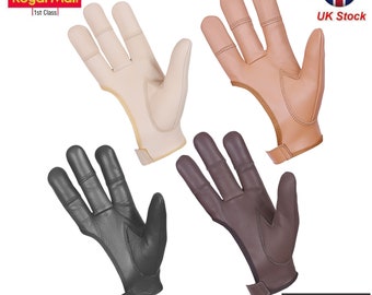 Archery Leather 4-Finger Glove – Right & Left Hand | Traditional Bow Shooting Glove in 4 Colors