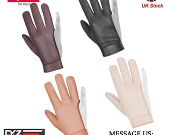 Bogenschützen LEDER 4 Finger Handschuh, Beige,Braun,Schwarz,Dunkelbraun - "Jagdhandschuhe"