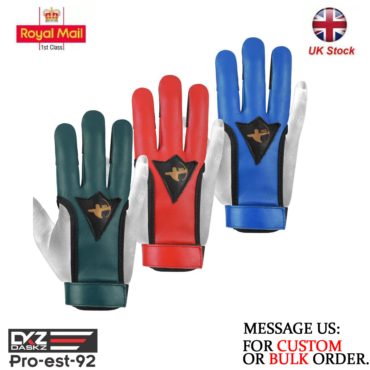 Linkboy Archery Gants de chasse à trois doigts, protège-bras, 100 % cuir de bœuf pur, gants de protection pour tir à l'arc, marron – 1 ensemble